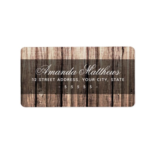 Verweerd bruin houtnerf retouradreslabel etiket (Voorkant)