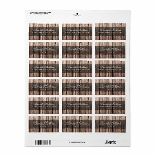 Verweerd bruin houtnerf retouradreslabel etiket (Full Sheet)