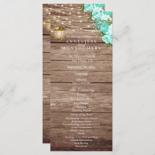 Verweerd Hout en Lantaarn - Turquoise - Programma Programmakaart (Voorkant / Achterkant)