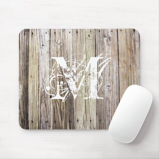 Verweerd hout met Shabby Chic Monogram Muismat (Met muis)