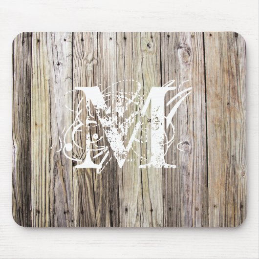 Verweerd hout met Shabby Chic Monogram Muismat (Voorkant)