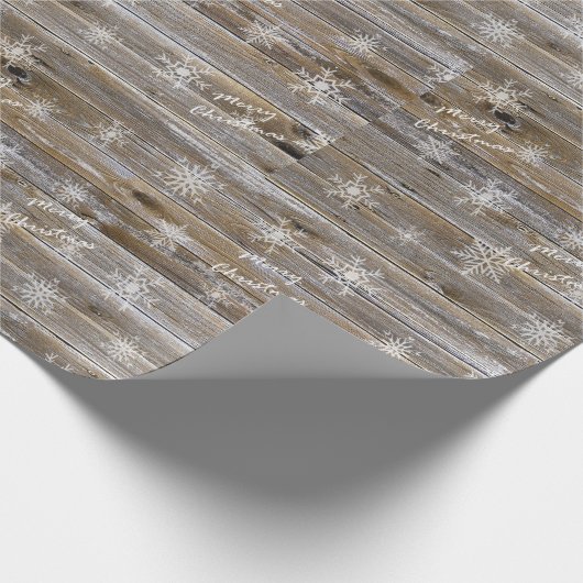 Verweerd Hout Witte Sneeuwvlokken Vrolijk Kerstfee Cadeaupapier (Hoek)