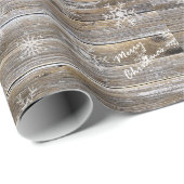 Verweerd Hout Witte Sneeuwvlokken Vrolijk Kerstfee Cadeaupapier (Rol Hoek)