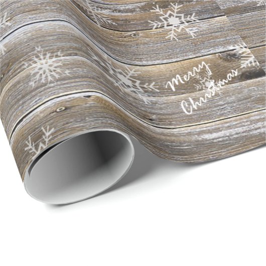 Verweerd Hout Witte Sneeuwvlokken Vrolijk Kerstfee Cadeaupapier (Rol Hoek)