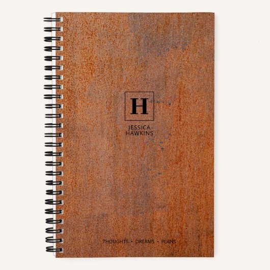 Verweerd Roestig Staal Klassiek Monogram Notitieboek (Voorkant)