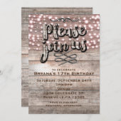 Verweerd rustiek hout en lichten elegante uitnodig kaart (Voorkant / Achterkant)