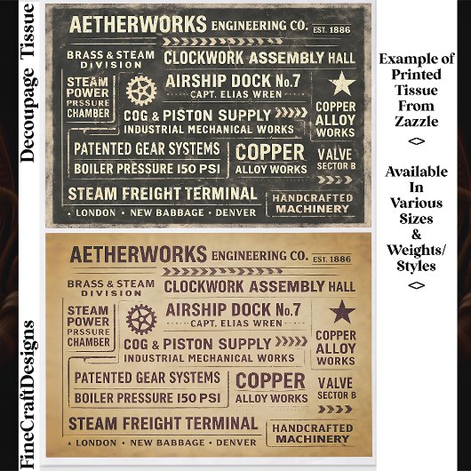 Verweerd Steampunk Kladwerk Bord FA9 Decoupage Tissuepapier
