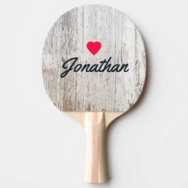 Verweerd Witgekalkte Vintage Hart Handtekening Tafeltennisbatje