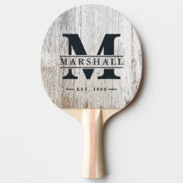 Verweerd witgewassen monogram en naamoverlay tafeltennisbatje