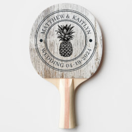 Verweerd Witte Ananas Bruiloftskrans & Namen Tafeltennisbatje