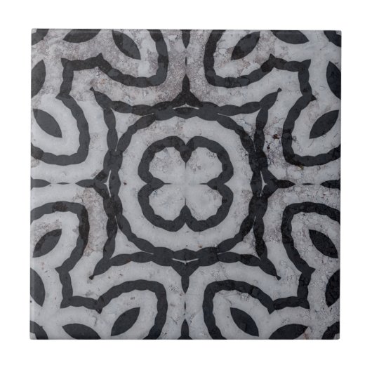 Verweerd zwart wit grijs marmer-look geometrisch tegeltje (Voorkant)