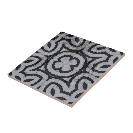 Verweerd zwart wit grijs marmer-look geometrisch tegeltje (Zijkant)