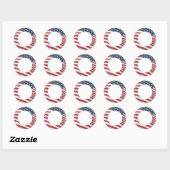 Verweerde Amerikaanse vlag met aangepaste tekst Ronde Sticker (Vel)