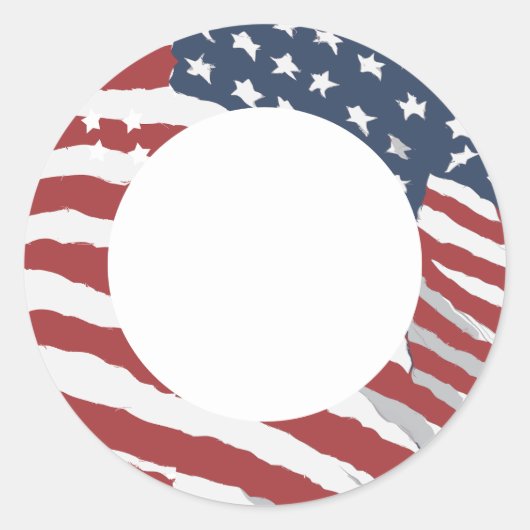 Verweerde Amerikaanse vlag met aangepaste tekst Ronde Sticker (Voorkant)