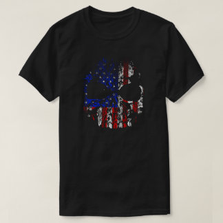 Verweerde Amerikaanse Vlag Schedel T-shirt