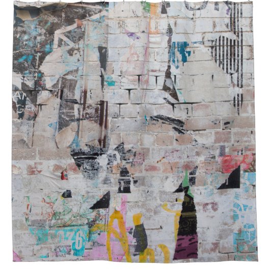 Verweerde baksteen: stadsmuur van Poster. Douchegordijn (Voorkant)