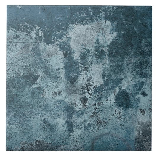 verweerde blauwe cement tegeltje (Voorkant)