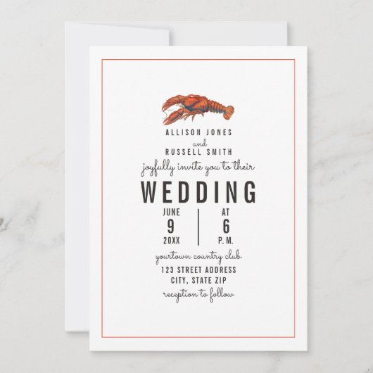 Verweerde blauwe Gingham Kreeft bruiloft Kaart (Voorkant)