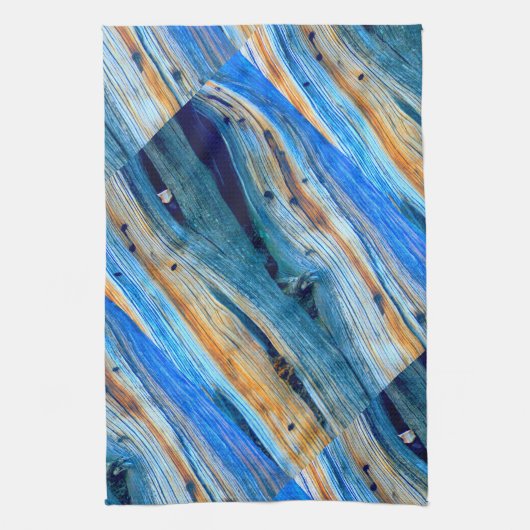 verweerde blauwe schuur planken theedoek (Verticaal)