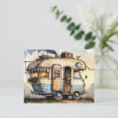 Verweerde Caravan Camper RV Aquarel Stijl Briefkaart (Staand voorkant)