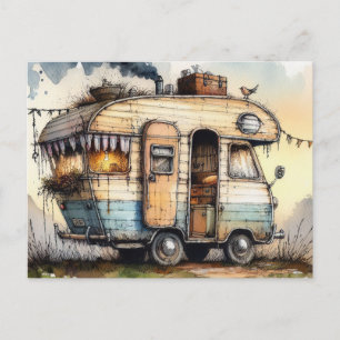 Verweerde Caravan Camper RV Aquarel Stijl Briefkaart