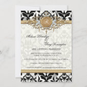 Verweerde Damast Gouden Bruiloft Look Met Ouderwet Save The Date (Achterkant)