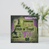 Verweerde Halloween-feestuitnodiging Kaart (Staand voorkant)