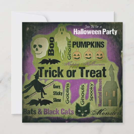Verweerde Halloween-feestuitnodiging Kaart (Voorkant)