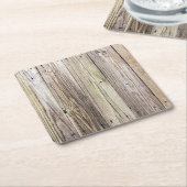 Verweerde Houten Dock Boards met Rustieke Charm Kartonnen Onderzetters (Schuin)