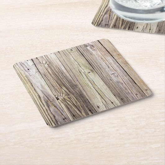 Verweerde Houten Dock Boards met Rustieke Charm Kartonnen Onderzetters (Schuin)