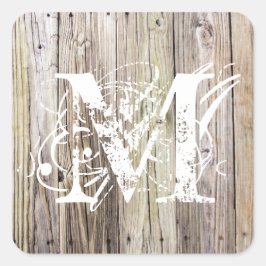 Verweerde houten monogram Sticker
