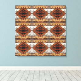 Verweerde Houten Planken Ruitpatroon Mixed Media Canvas Afdruk