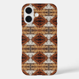 Verweerde Houten Planken Ruitpatroon Mixed Media iPhone 16 Hoesje
