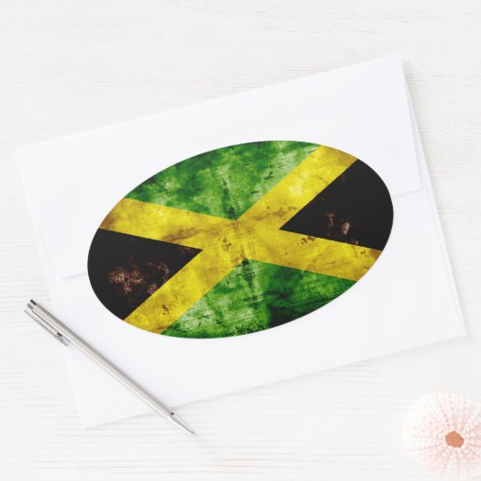 Verweerde Jamaicaanse vlag Ovale Sticker (Envelop)