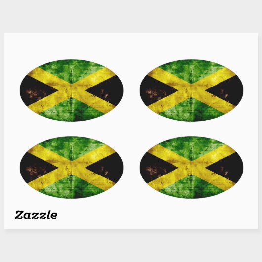 Verweerde Jamaicaanse vlag Ovale Sticker (Vel)