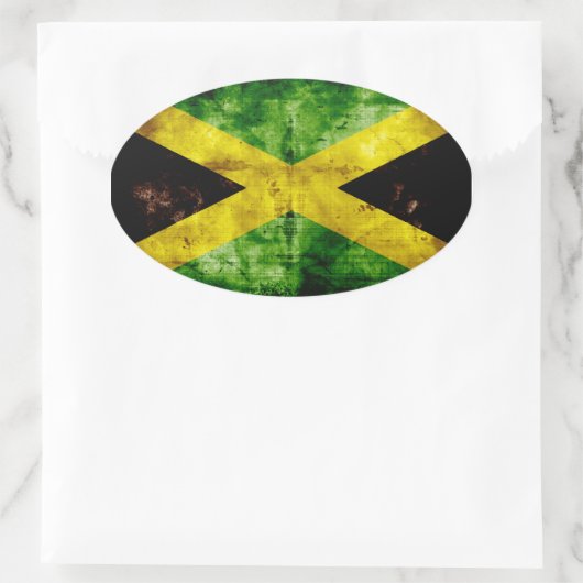 Verweerde Jamaicaanse vlag Ovale Sticker (Tas)