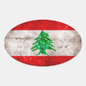 Verweerde Libanese vlag Ovale Sticker (Voorkant)