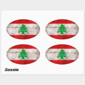 Verweerde Libanese vlag Ovale Sticker (Vel)