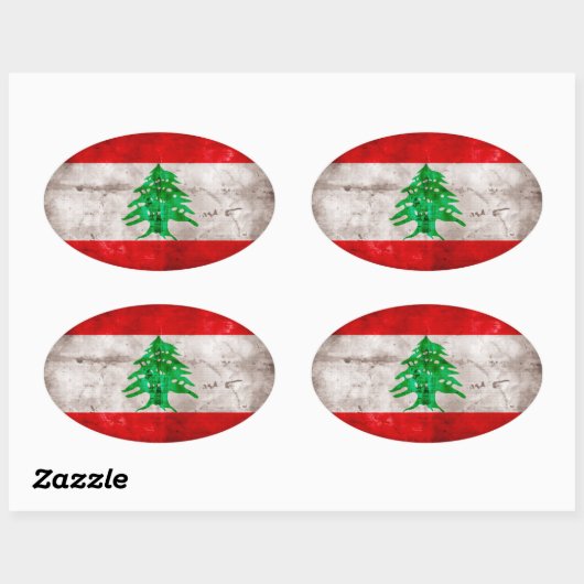 Verweerde Libanese vlag Ovale Sticker (Vel)