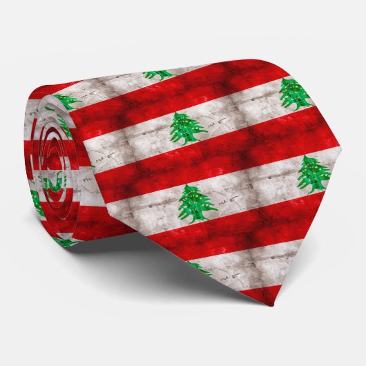 Verweerde Libanese vlag Stropdas (Opgerold)