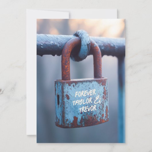 Verweerde liefde hangslot op Rusty Fence Kaart (Voorkant)