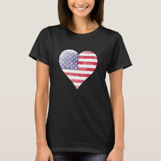 Verweerde look Amerikaanse vlag hart T-shirt
