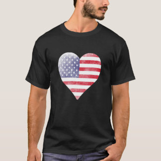 Verweerde look Amerikaanse vlag hart T-shirt