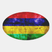 Verweerde Mauritiaanse vlag Ovale Sticker (Voorkant)