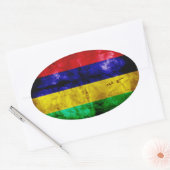 Verweerde Mauritiaanse vlag Ovale Sticker (Envelop)