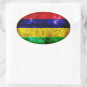 Verweerde Mauritiaanse vlag Ovale Sticker (Tas)