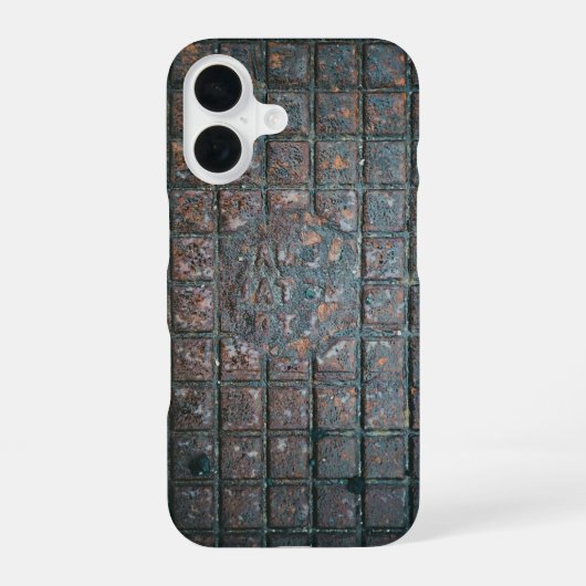 Verweerde metalen rooster iPhone 16 hoesje (Achterkant)