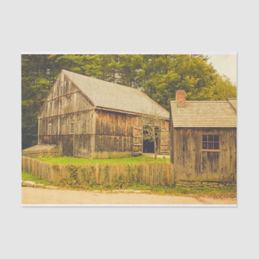 Verweerde Momma Barn met Haar Baby Barn Tissuepapier (Voorkant)