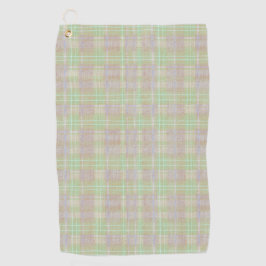 Verweerde neutrale saliegroen geruit golfhanddoek