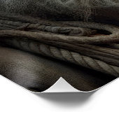 Verweerde oude zeeman roken een pijp perfect poster (Hoek)